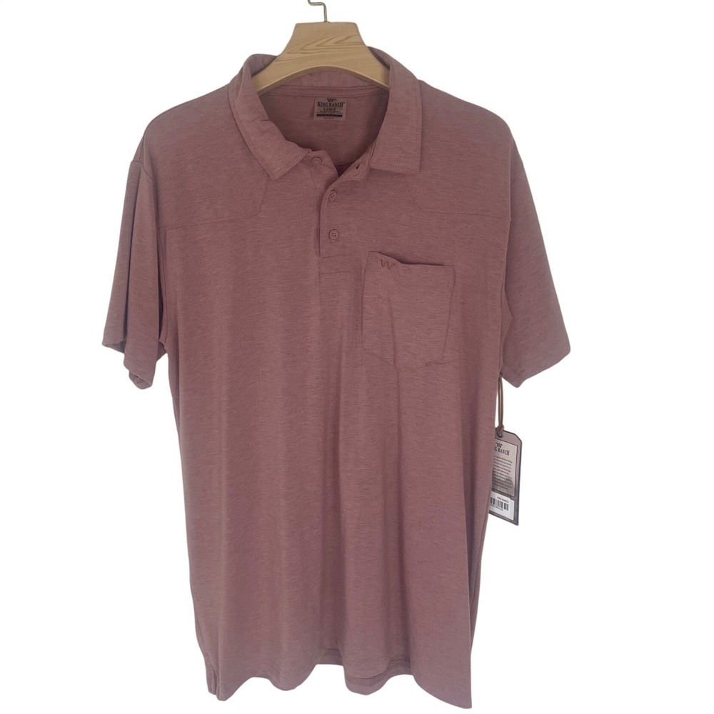 King Ranch Mens Bamboo Blend Western Polo Shirt Rose Pink Large NWT